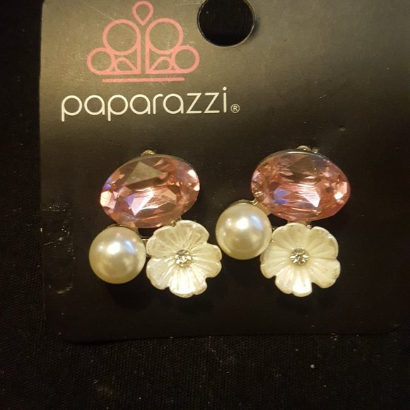 Paparazzi Jewelry - Pink & White Studded Earrings J-320